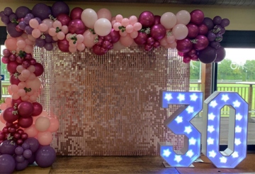 sequin wall and light up numbers